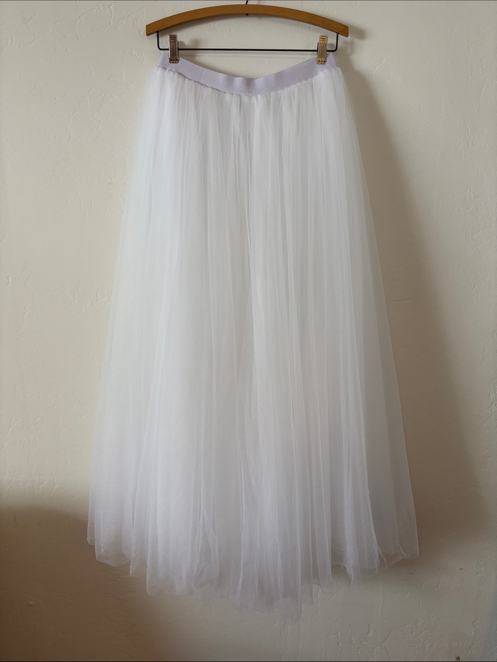 FINAL! White Tulle Maxi Skirt Crinoline with Elastic Waist